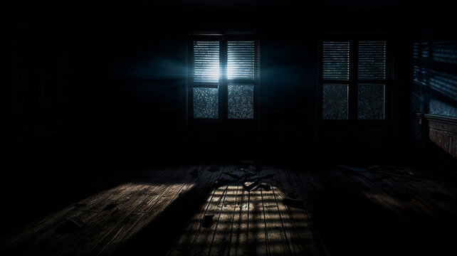 old abandoned house at night