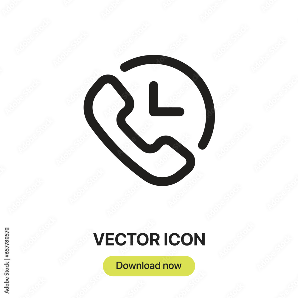 Leinwandbilder time call icon vector. linear-style sign for mobile concept and web design.time call symbol illustra