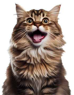Naklejki Happy smiling cat on transparent background PNG