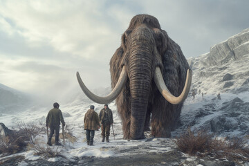 Obraz premium Mammoth in the permafrost. AI generated.