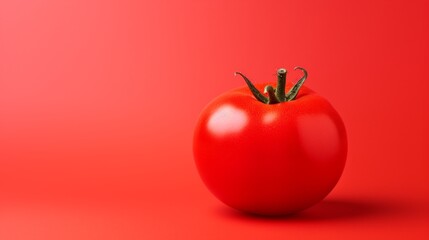 healthy Tomato on isolated Red, copy space