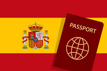 Spain Passport. Spain Flag Background. Vector illustration