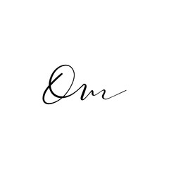 OM initial handwriting logo. Monogram letter signature vector - obrazy, fototapety, plakaty