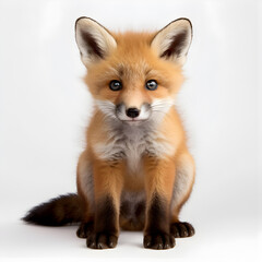 Obraz premium A baby fox isolated with a white background. Generative ai. 