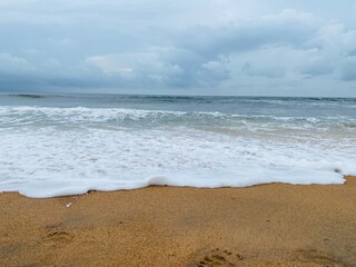 Beach water with sand of Salt