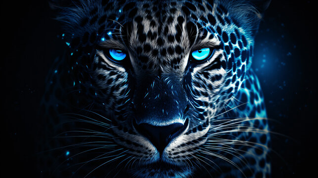 An image of leopard with blue eyes Generative AI