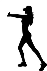 Fototapeta na wymiar Silhouette of woman stretching