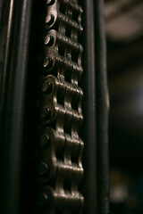 close up of machine chain