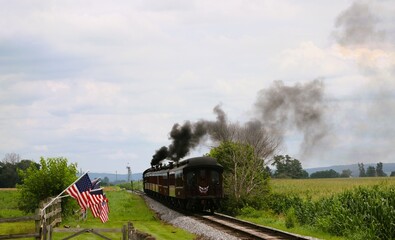 Fototapeta na wymiar steam train in the countryside