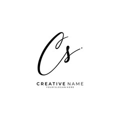 CS handwritten logo template. Initial signature vector