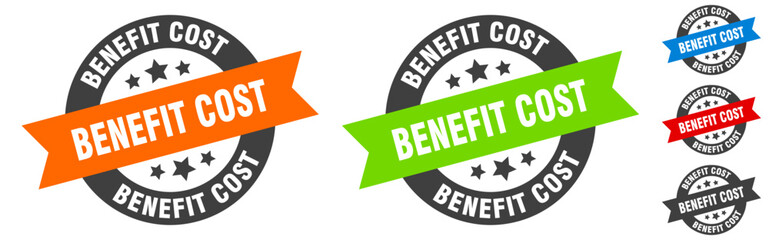 benefit cost stamp. benefit cost round ribbon sticker. tag