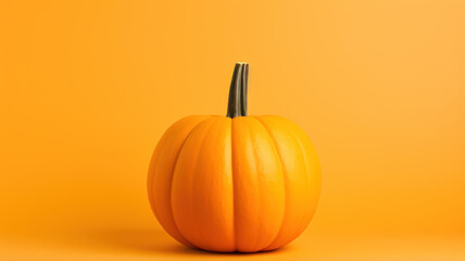 Minimalist Pumpkin on Yellow Background