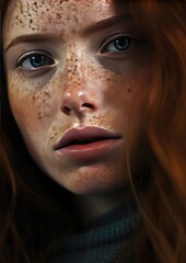 retrato de una chica con pecas