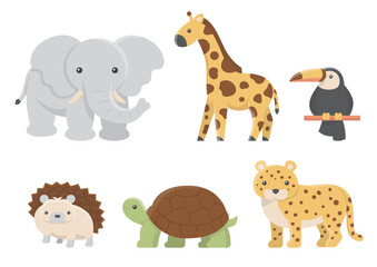 Vector Set Of Cartoon various Animals Isolated on white background