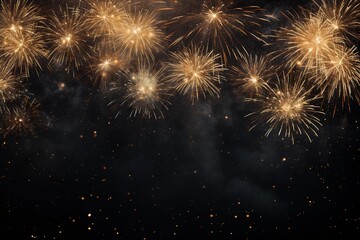 Festive dark background with fireworks. New year, birthday, other holidays celebration. - obrazy, fototapety, plakaty