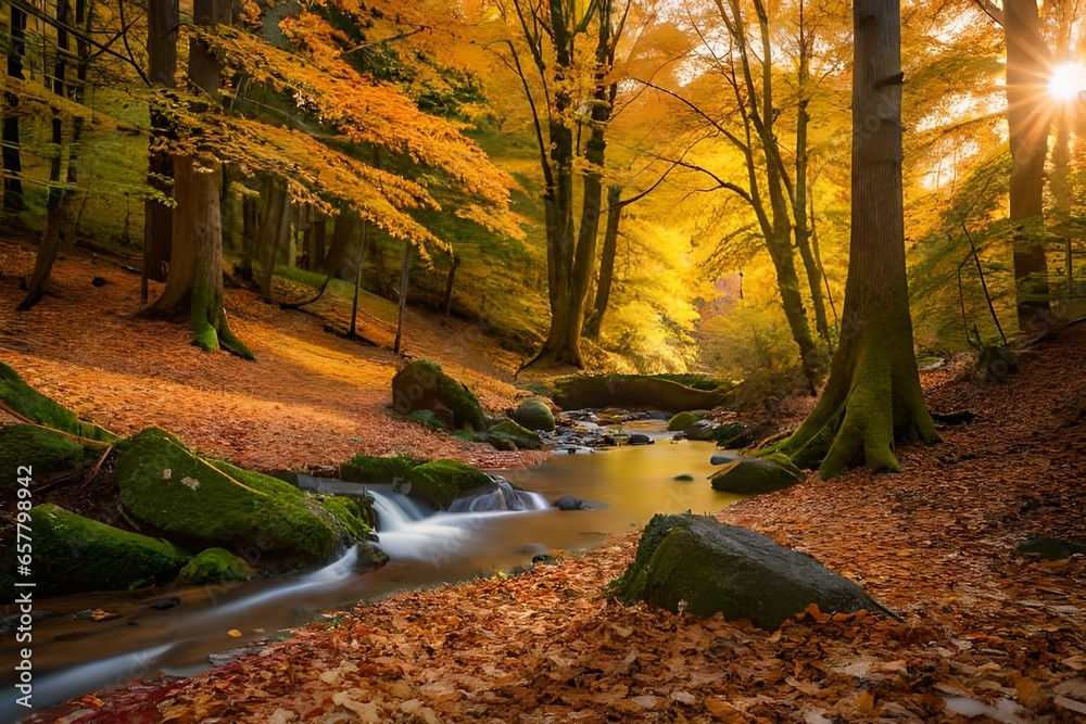 Wall mural autumn in the forest