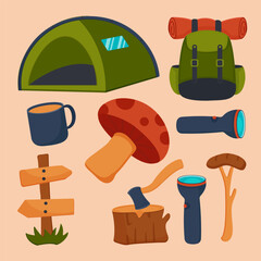 Set of object element for camping concept