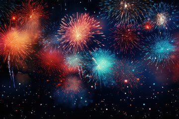 Fototapeta premium Abstract fireworks background with copy space for text