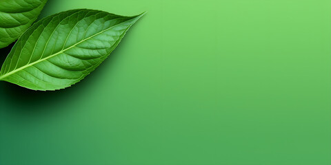 Green background with big green leaf