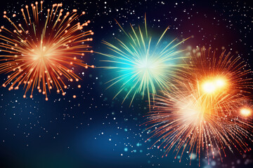 Fototapeta na wymiar Abstract fireworks background with copy space for text