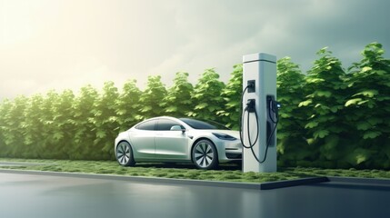 Electric vehicle (EV) charging station symbolizes the embrace of green energy and eco-friendly power derived from sustainable sources, serving as a means to supply energy