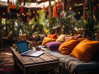 Naklejka premium laptop on desk