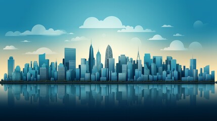 Illustration of a cityscape with buildings in a paper cut effect, created as vector art. - obrazy, fototapety, plakaty
