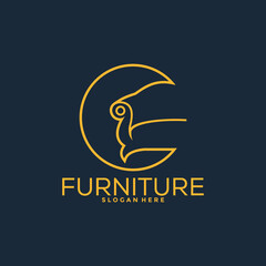 Furniture logo design with creative concept, Interior logo vector template