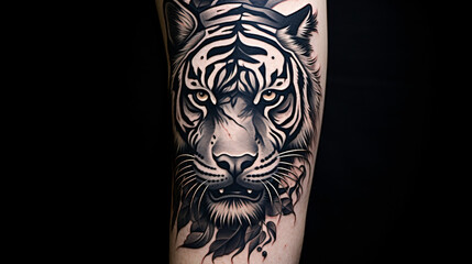 A fine line tattoo of a tiger Generated by AI