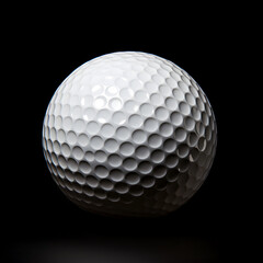 Macro close up of a golf ball isolated on a black background. Generative ai. 