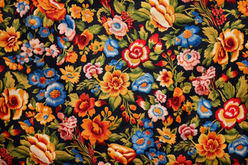 Obraz na płótnie Canvas Variegated floral embroidery fabric pattern 