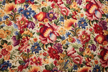 Fototapeta na wymiar Beautiful floral embroidery fabric pattern background 