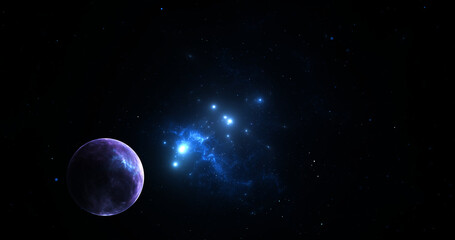 Fototapeta premium View of the Earth, star and galaxy. Sunrise over planet Earth, view from space. 