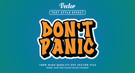 Editable text effect, Don't Panic text with a modern color style