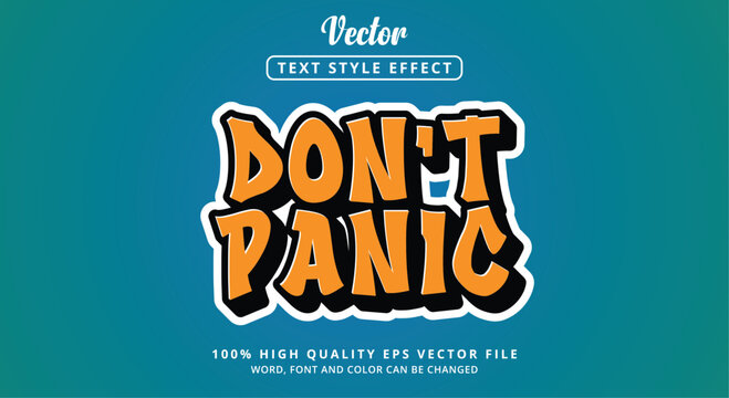 Editable text effect, Don't Panic text with a modern color style