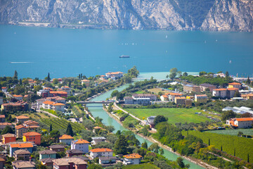 Aerial view from lake Garda, Italy. View from Riva del Garda