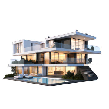 Modern Luxury House Isolated On White Created With Generative AI