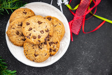 gingerbread chocolate cookie christmas sweets ginger dessert holiday treat new year and christmas meal food snack on the table copy space food background rustic top view