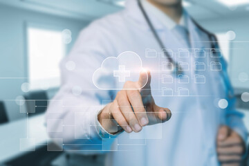 A doctor works with electronic medical documents .