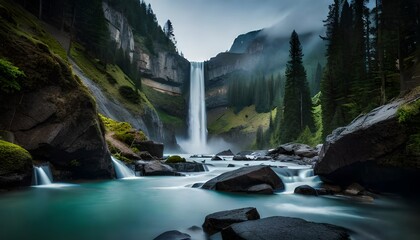 waterfall in the mountains