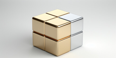 Obraz premium Edler Würfel in Gold und silber im Querformat für Banner, ai generativ