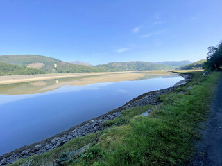 Fototapeta na wymiar A view of the North Wales countryside along the Mawddach Trail