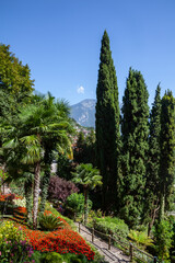 View from botanical garden of  Varone waterfall, in Riva del Garda, Italy