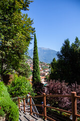 View from botanical garden of  Varone waterfall, in Riva del Garda, Italy
