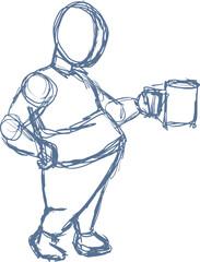 Body sketch man with beer