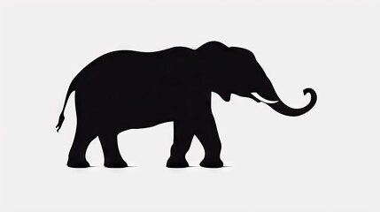 Fototapeta premium a black elephant standing on top of a white floor next to a white wall. generative ai