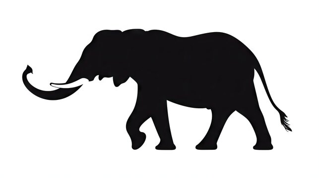  an elephant silhouetted on a white background with a blue border.  generative ai