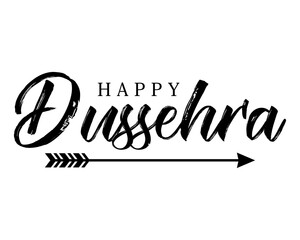 Fototapeta na wymiar Happy Dussehra lettering with bow and arrow of rama festival vector illustration.