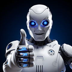 Futuristic AI Robot giving a thumbs up. Generative ai. 