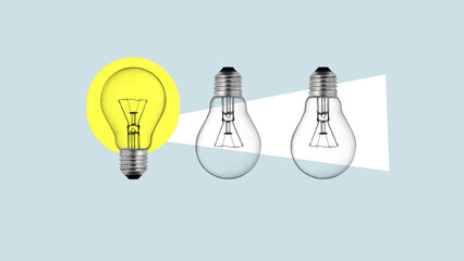 Share knowledge is shown using collage of the photo of light bulbs. Motivational Skills and...